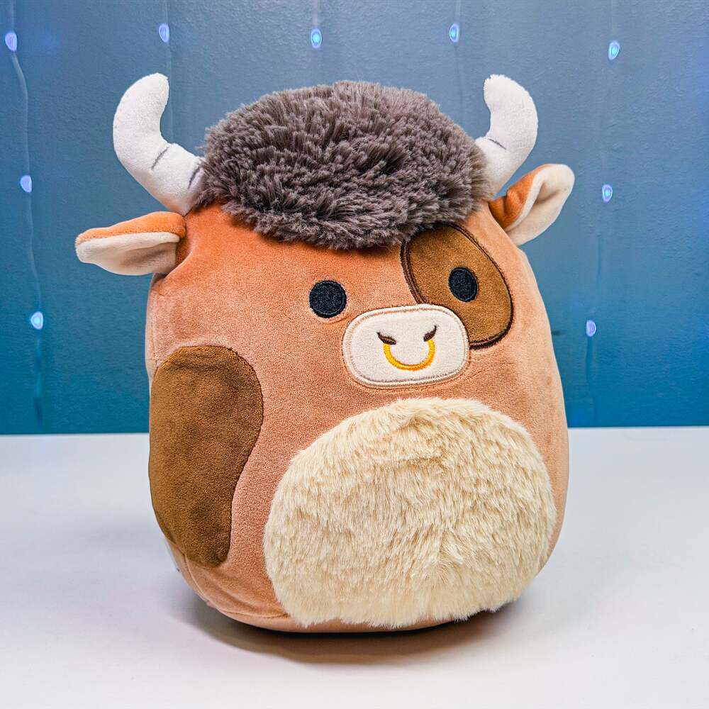 Squishmallows Shep Highland Cow 8" Brown Plush Fuzzy Hair Horns
